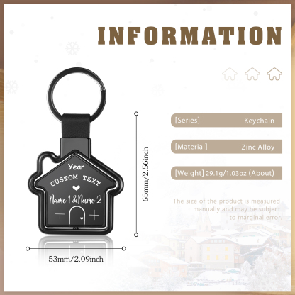 Dulce casa-Llavero en forma de casa personalizado con 2 nombres, 1 texto y año-Jessemade ES