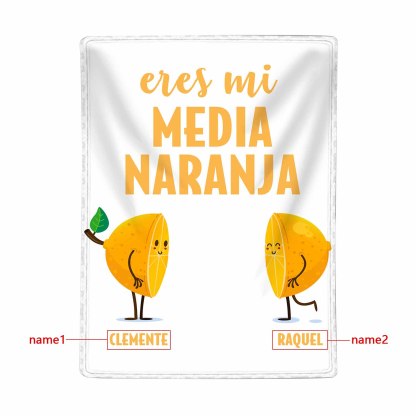 A mi querido/querida - Manta de buen calidad con media naranja y personalizada con 2 nombres-Jessemade ES