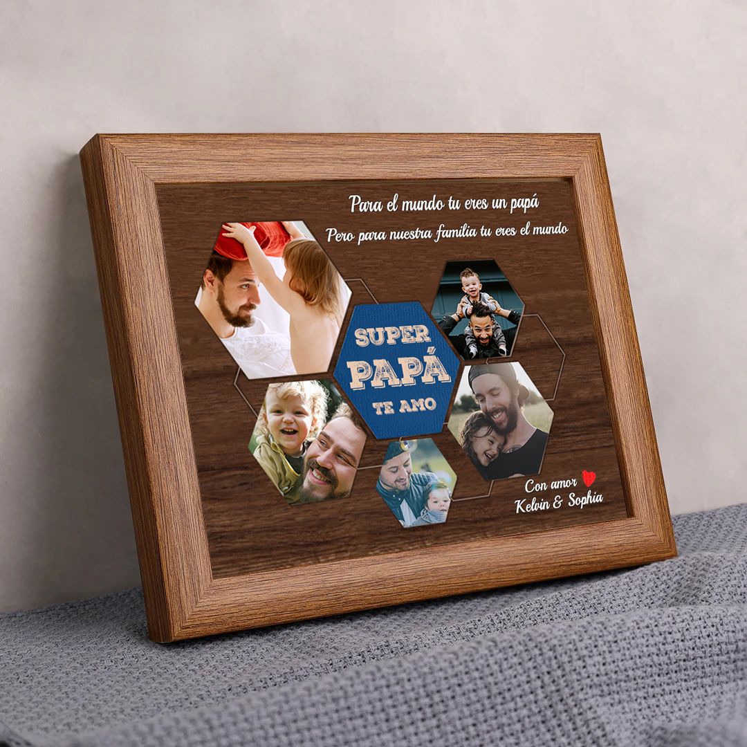 A mi papá - Marco de madera 1 texto y 5 fotos personalizados-Jessemade ES