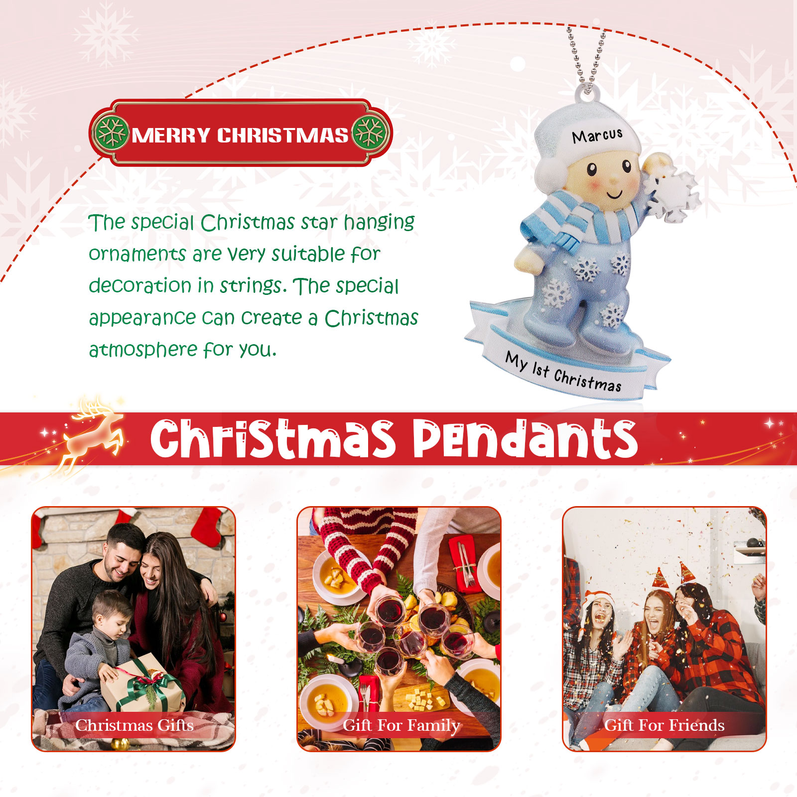 Navidad-Bebé Ornamento Navideño 1 nombre y texto personalizados