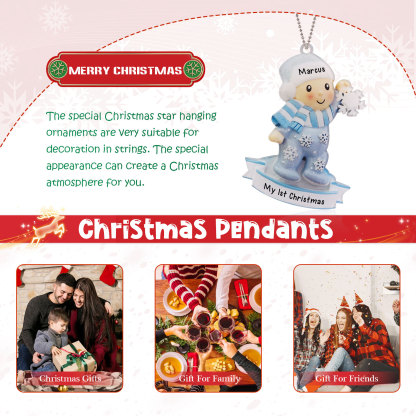 Navidad-Bebé Ornamento Navideño 1 nombre y texto personalizados