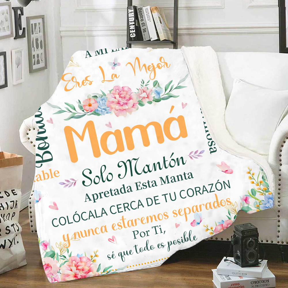 A mi mamá-Manta de buen calidad con frase amoroso-Jessemade ES