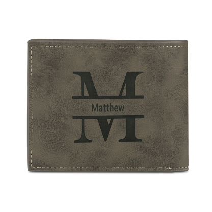 Cartera, billetera personalizada con 1 foto, 1 nombre y 1 letra monedero para hombre-Jessemade ES