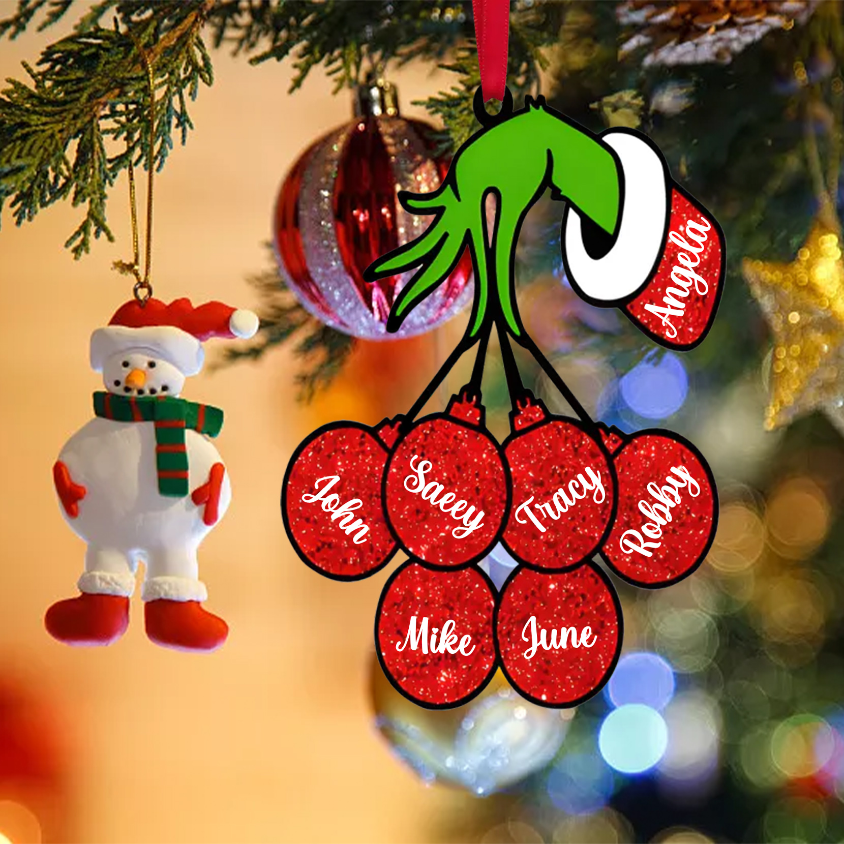 Navidad-Ornamento navideño de madera mano mágica con 7 nombres personalizados