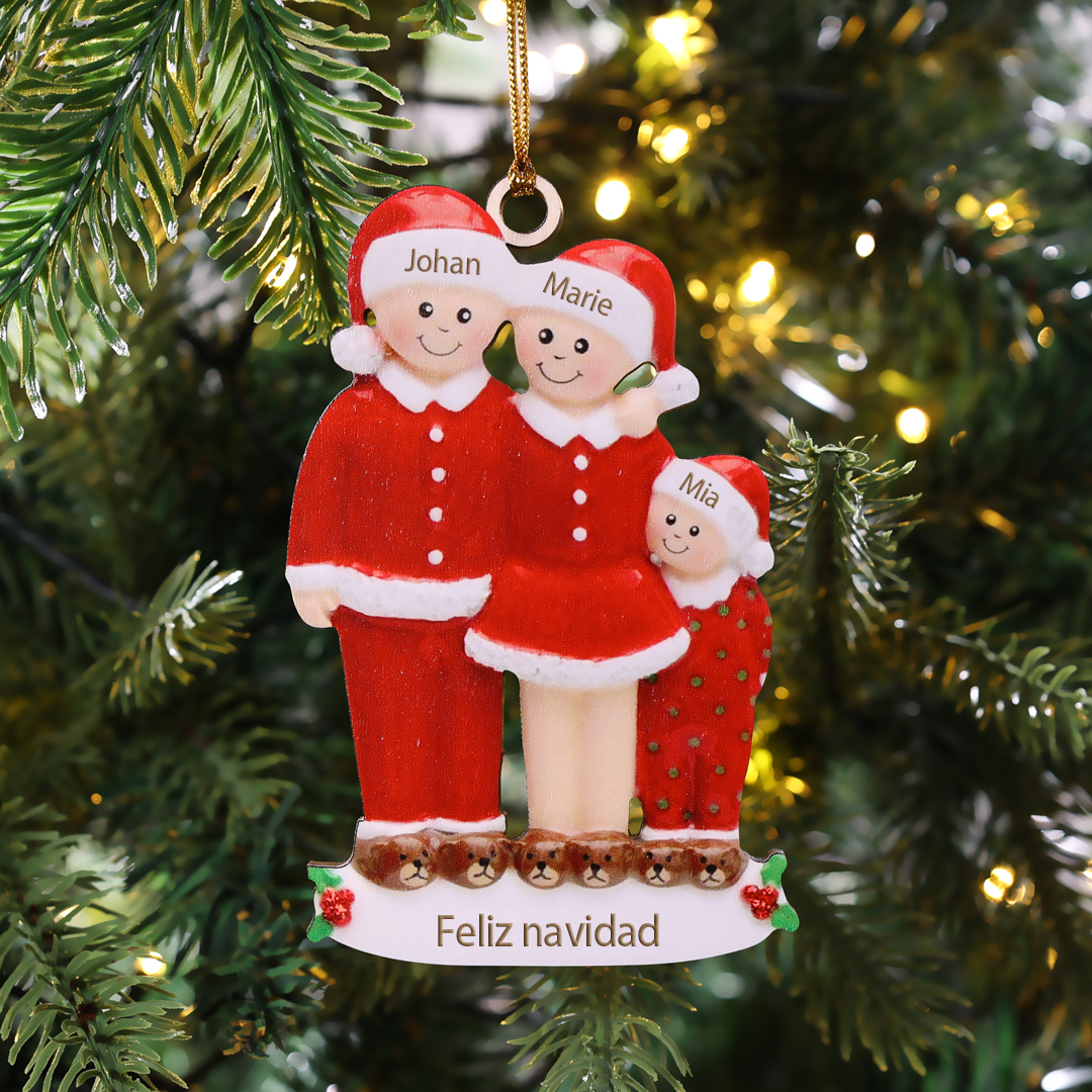 Muñecos Ornamentos Navideños 3 Nombres con Texto Personalizados Adorno de Madera