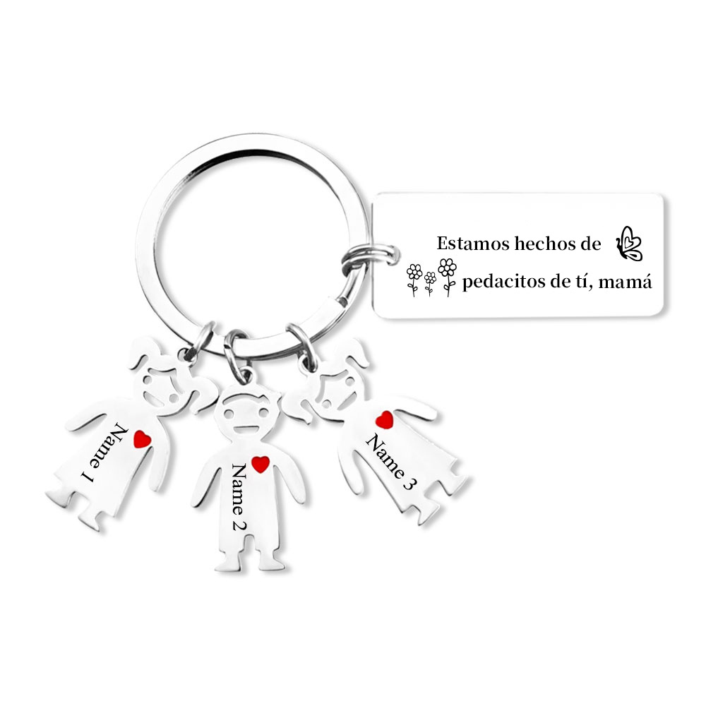 A mi mamá - Llavero 1-6 Nombres Personalizado con Charms de Niños-Jessemade ES
