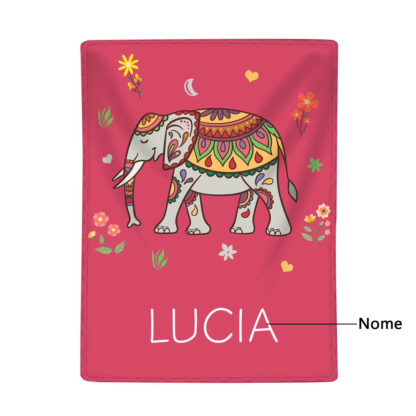 Manta de buen calidad con Elefante personalizada con 1 nombre-Jessemade ES