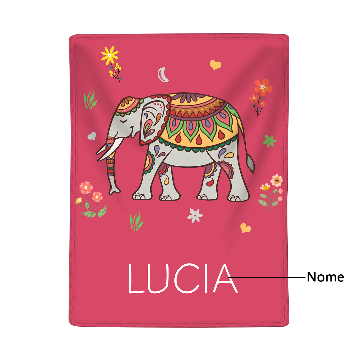 Manta de buen calidad con Elefante personalizada con 1 nombre-Jessemade ES