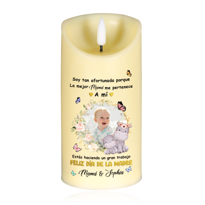 A mi mamá-Vela electrónica madre e hija Feliz Día de la Madre 1 foto y 1 texto personalizada | Jessemade