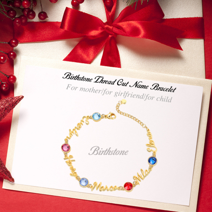 Pulsera personalizada de 1-5 nombres con 1-5 piedras de nacimiento-Jessemade ES
