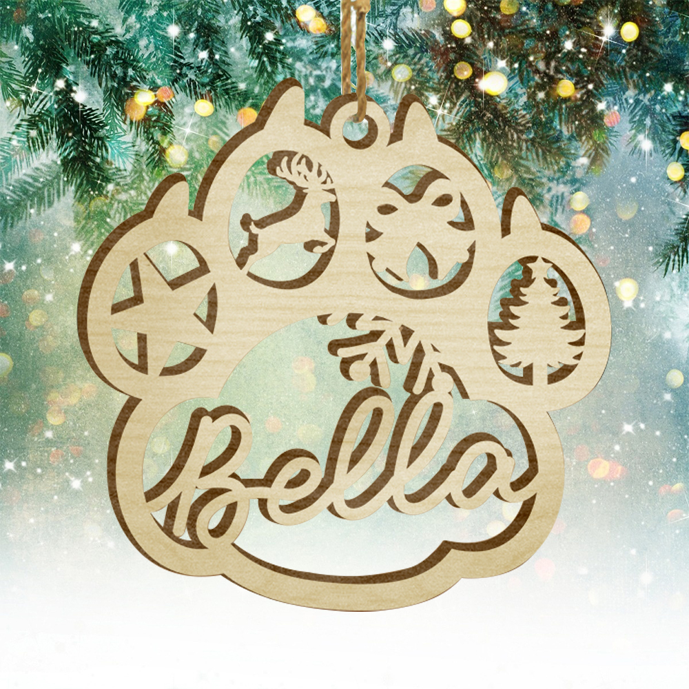 Navidad-Ornamento navideño de patas de perros y gatos 1 nombre personalizado