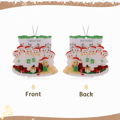 Navidad-Muñecos Ornamentos Navideños Familia con Perro 7 Nombres y Texto Personalizados