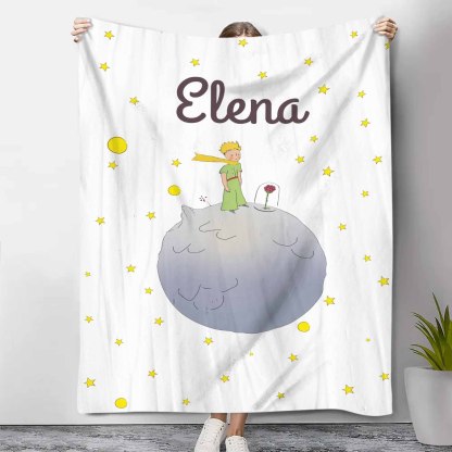 Manta de buen calidad con Príncipe y su rosa y personalizada con 1 nombre-Jessemade ES