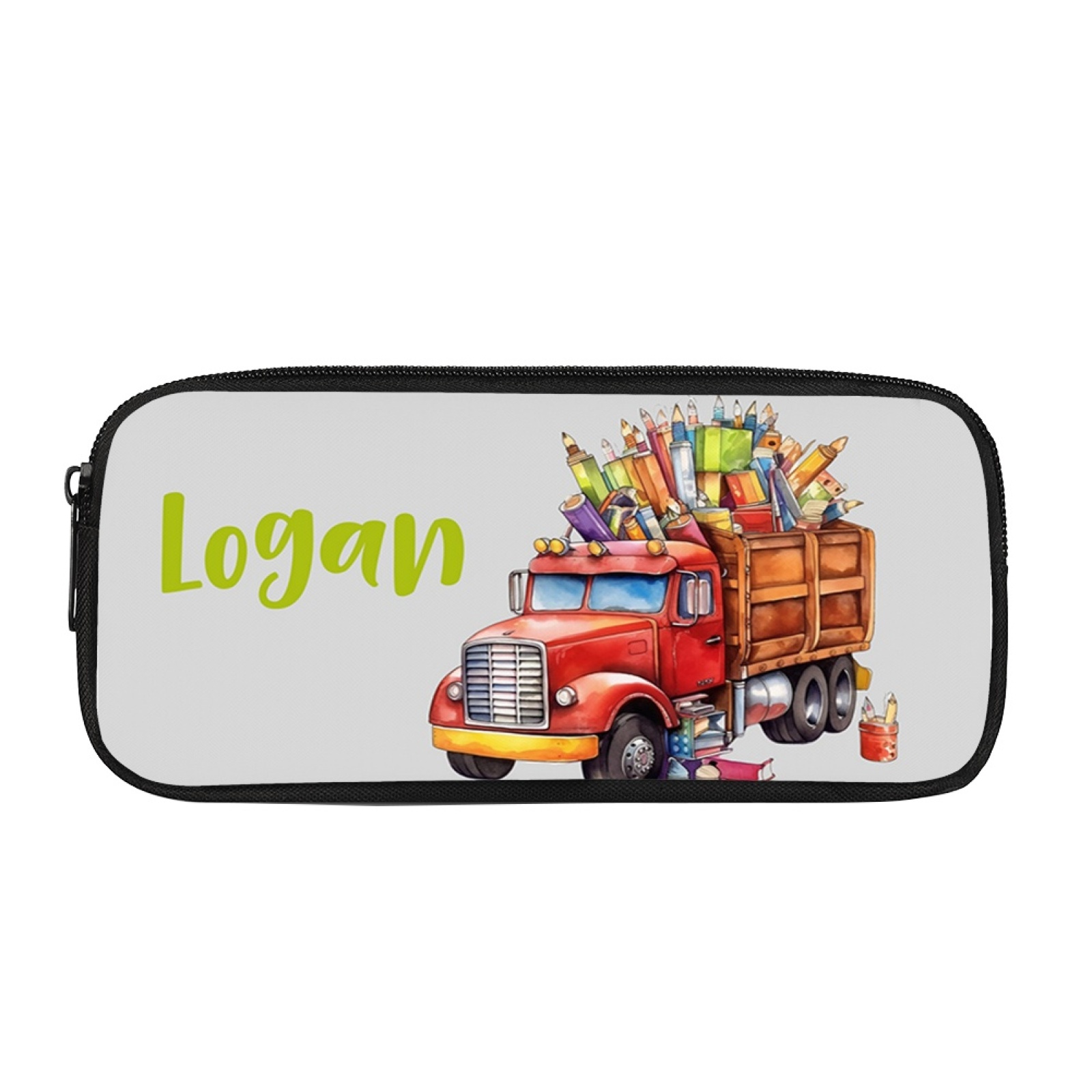 Estuche personalizado con nombre con diseños coloridos de coches/cars para niños