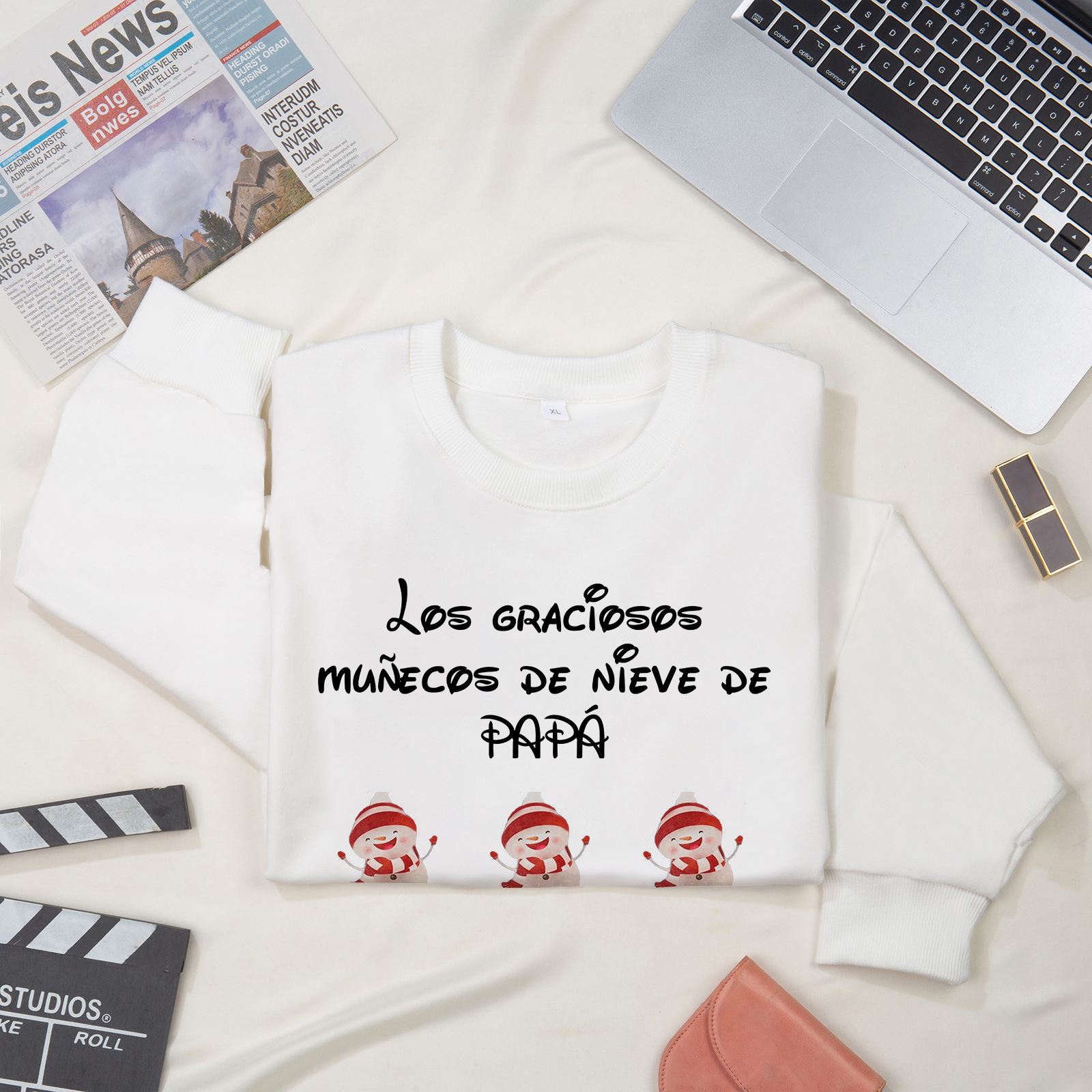 Familia-Sudadera "Muñecos de nieve" 4 nombres personalizados-Jessemade ES