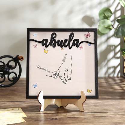A mi abuela-Adorno 2-7 nombres personalizados decoración de madera mano con manitos-Jessemade ES
