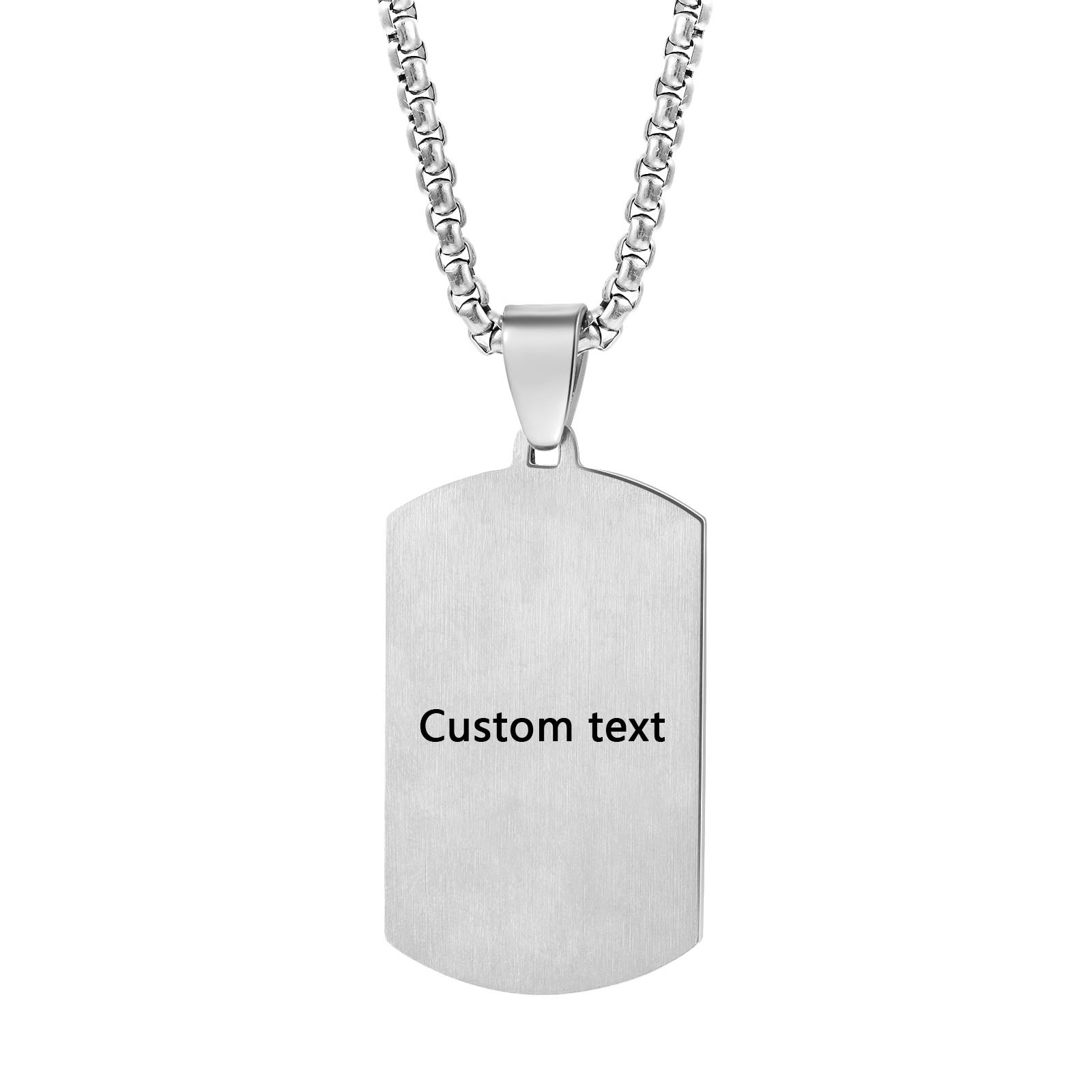Collar de placa personalizado con 1 nombre, 1 letra y 1 texto en la trasera para hombre-Jessemade ES