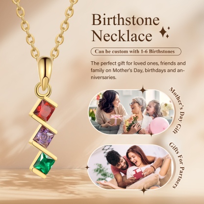 Collar para mujer con 3 piedras de nacimiento personalizadas-Jessemade ES