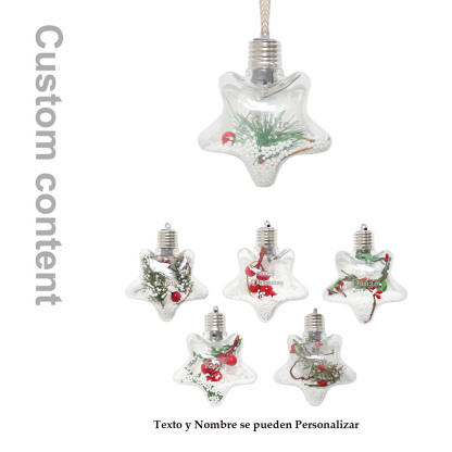 Bola navideña Adorno de Navidad 1 nombre personalizado en forma de estrella con luces LED 