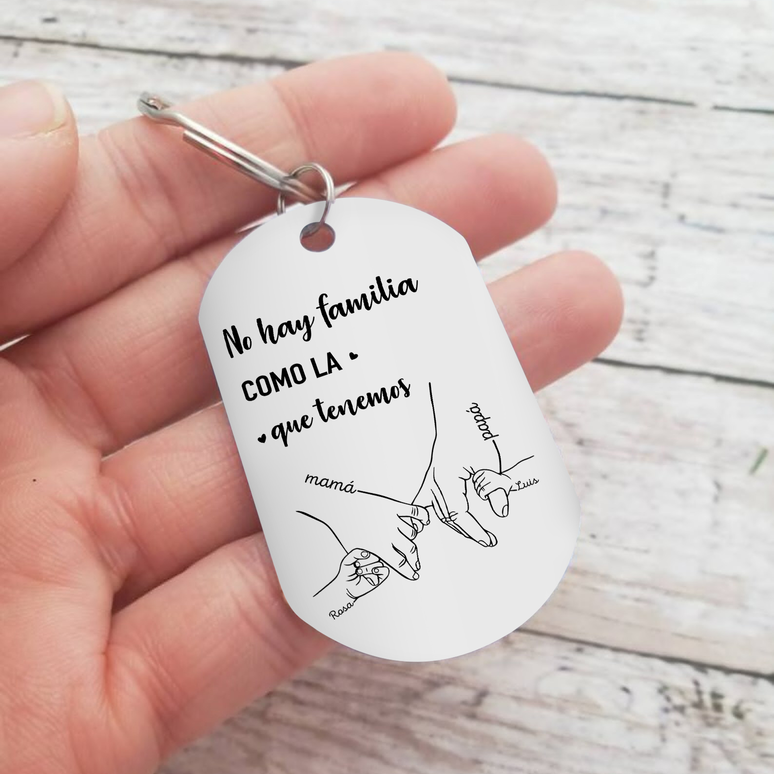 A familia-Llavero Personalizado MANOS COGIDAS 2-6 Nombres-Jessemade ES