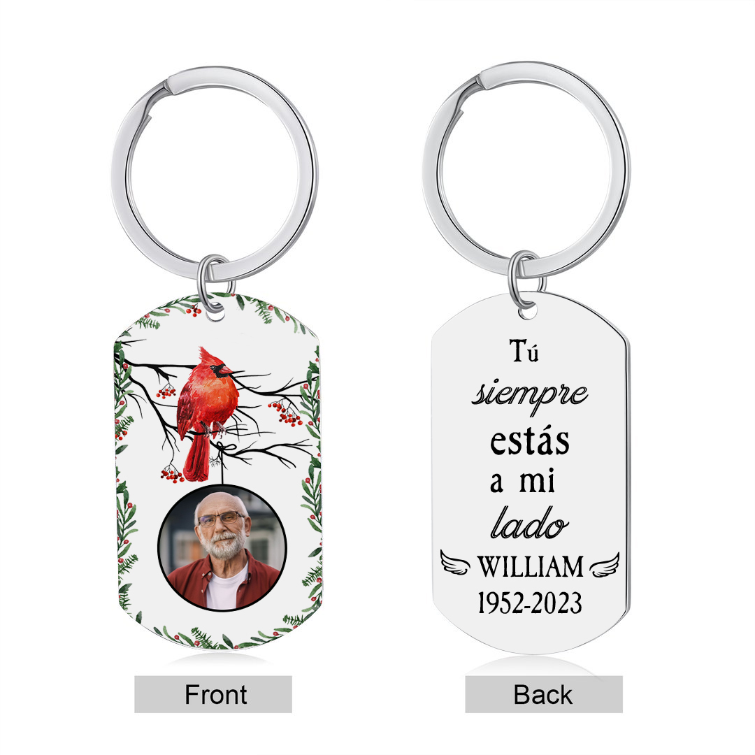 Llavero conmemorativo a un ser querido personalizado con foto, nombre y años-Jessemade ES