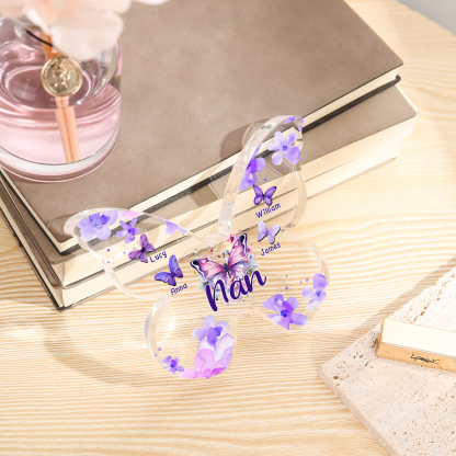 A mi mamá/abuela-Placa de acrílico "Mariposas" en forma de mariposa 4 nombres y 1 texto personalizados-Jessemade ES