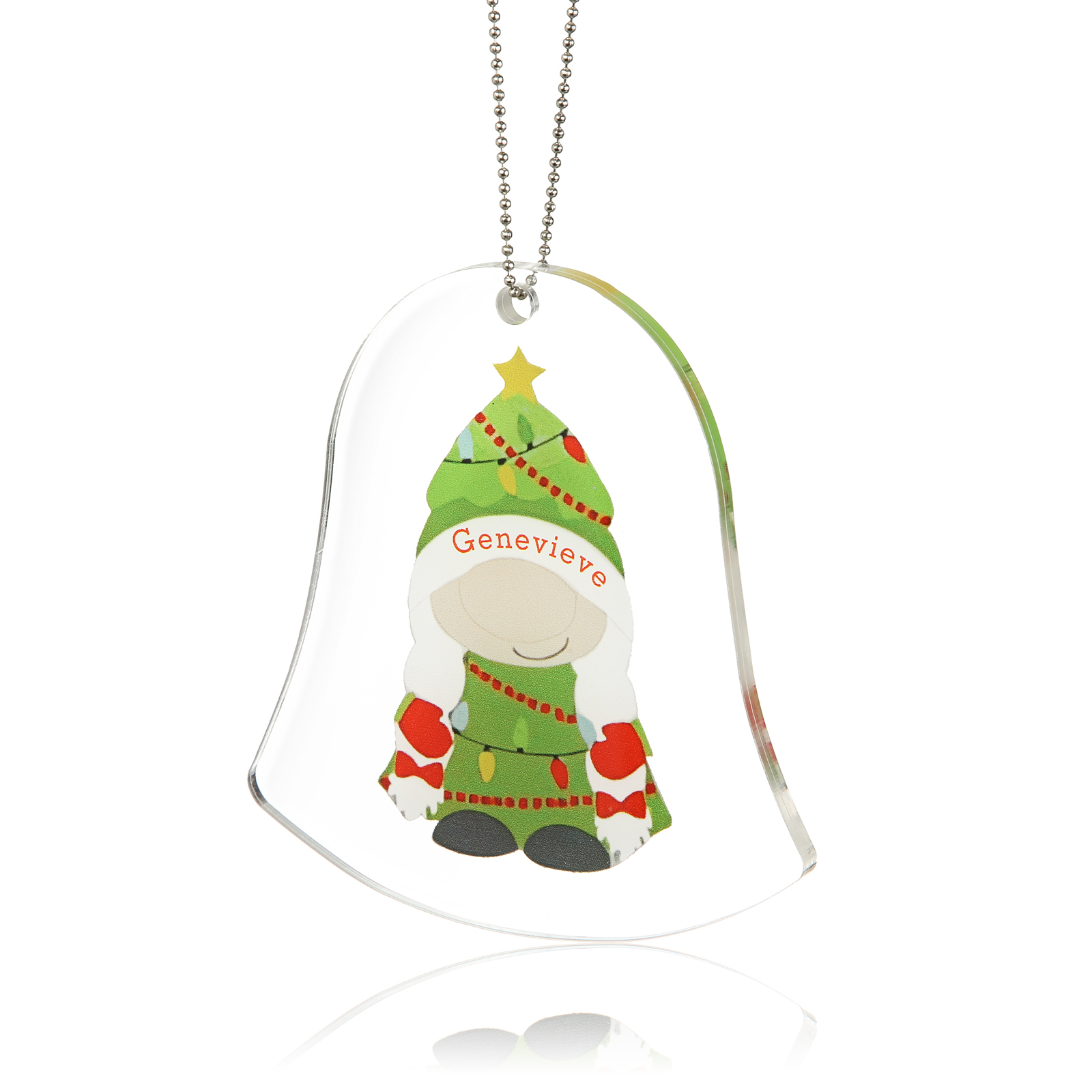 Navidad-Ornamento navideño de acrílico genios en forma de campanilla con 1 nombre personalizado