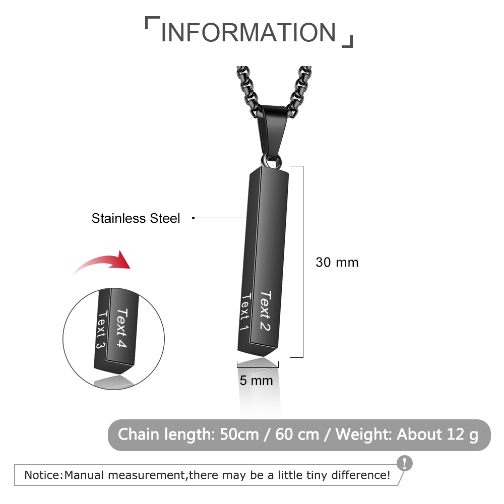 Collar Barra Vertical 4 Textos Personalizados-Jessemade ES