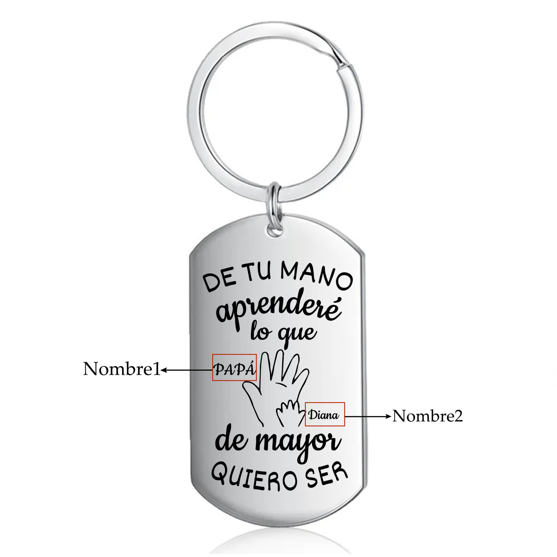 A mi papá-Llavero Personalizado DE TU MANO APRENDERÉ... 2 Nombres-Jessemade ES