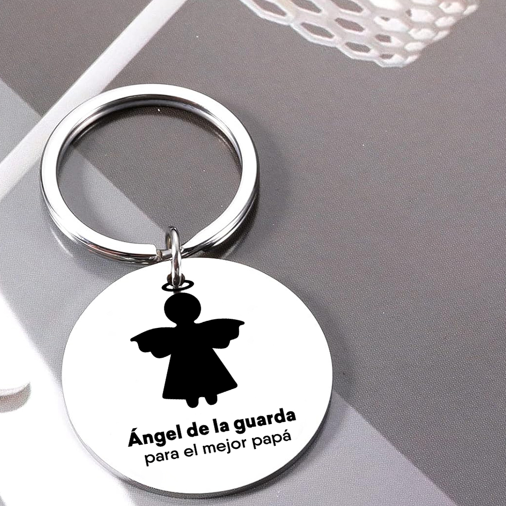 A mi hija-Llavero de placa "ángel de la guarda" 1 texto y 1 foto personalizados-Jessemade ES