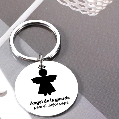 A mi hija-Llavero de placa "ángel de la guarda" 1 texto y 1 foto personalizados-Jessemade ES