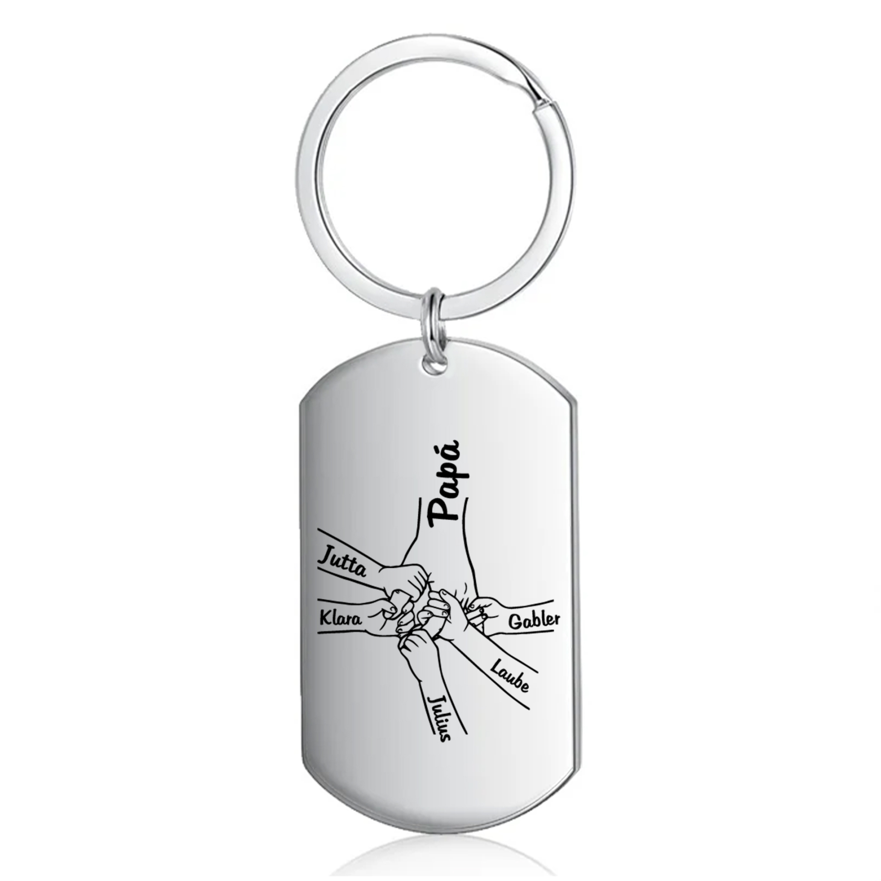 A mi papá-Llavero Personalizado MANOS COGIDAS 1-5 Nombres-Jessemade ES