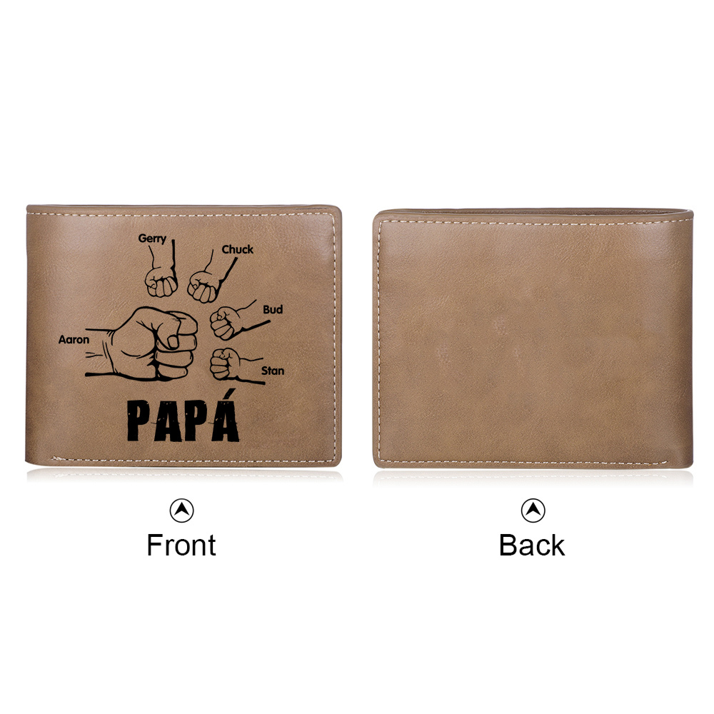 A mi papá-Cartera 2-5 nombres y foto personalizados billetera clásica puño a puño -Jessemade ES