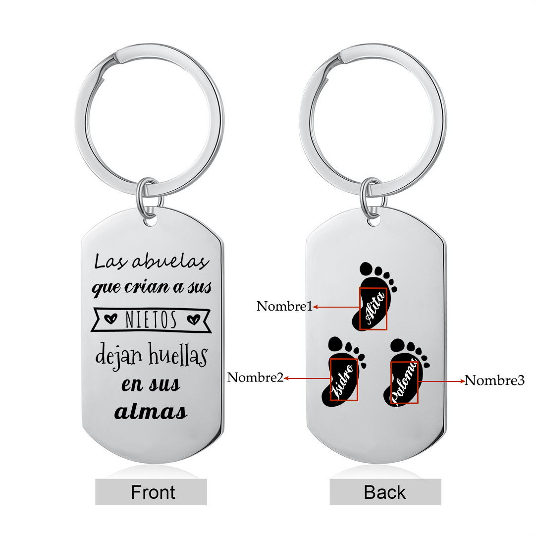 A mi abuela - Llavero 1-5 Nombres Personalizado LAS ABUELAS DEJAN HUELLAS EN NIETOS-Jessemade ES