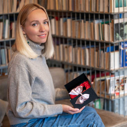 Caja de regalo caja de joya con lazo rosa eterna-Jessemade ES