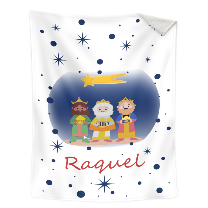 Manta de buen calidad con los Reyes Magos personalizada con 1 nombre-Jessemade ES