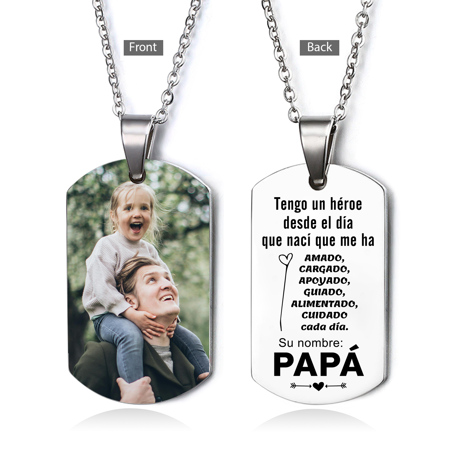 A MI PAPÁ-Collar de placa personalizada con foto-Jessemade ES