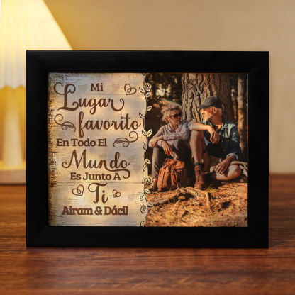 Marco de 1 foto de plástico para pareja 2 nombres personalizados con lámpara-Jessemade ES