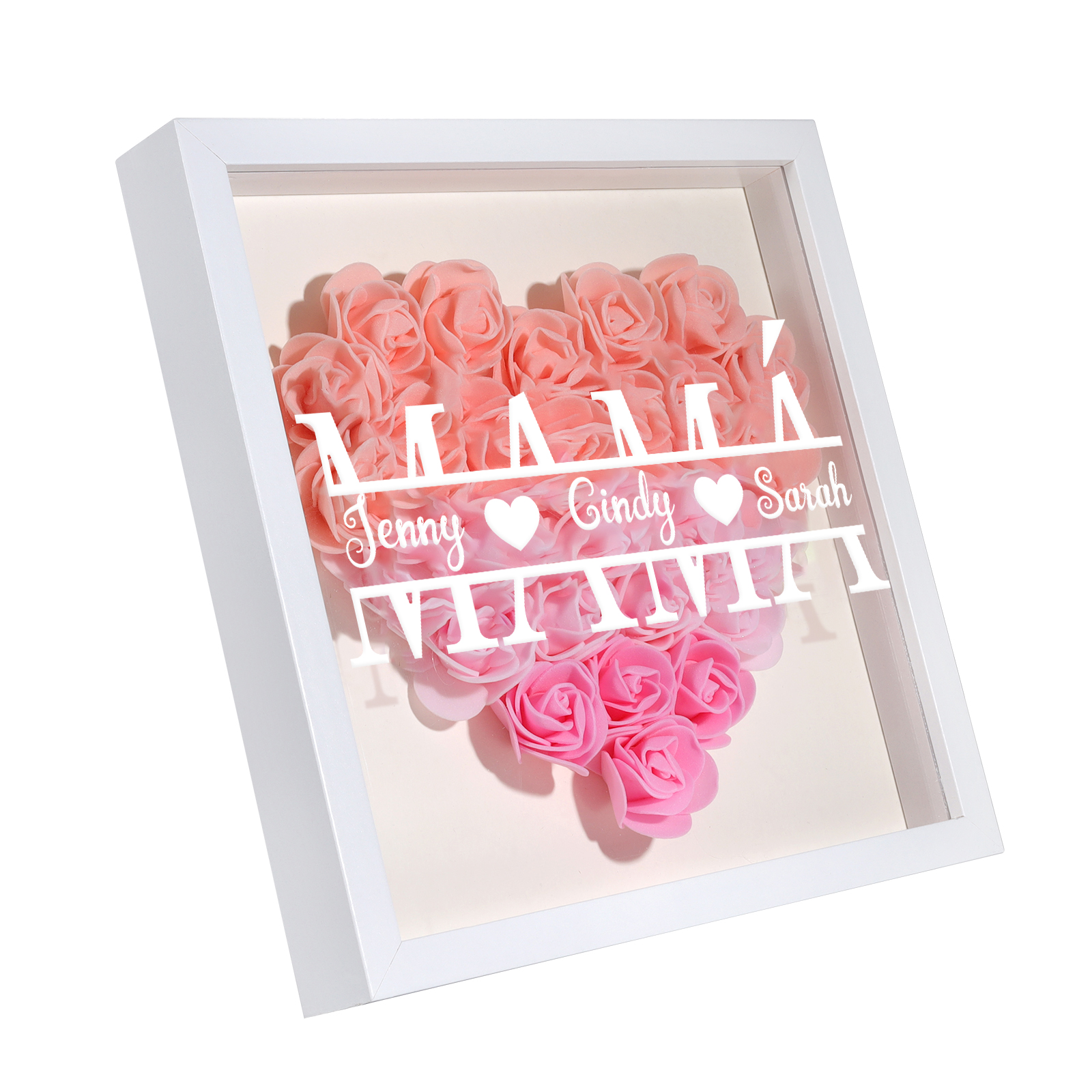 Adorno de madera de flores personalizado con 1 nombre y 1 texto-Jessemade ES