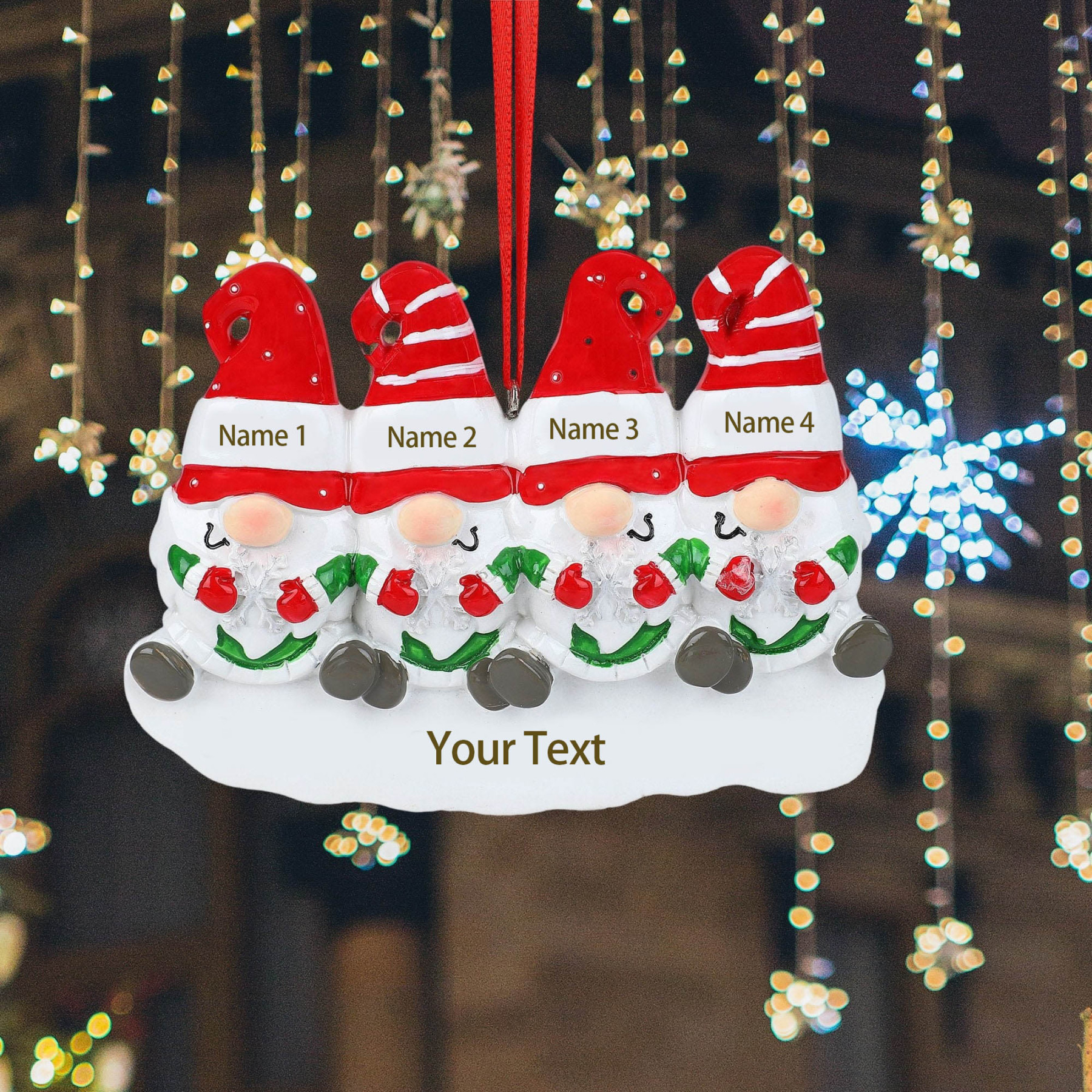 Navidad-Ornamento muñecos navideño de resina 2 nombres y 1 texto personalizados de la familia adorno del árbol