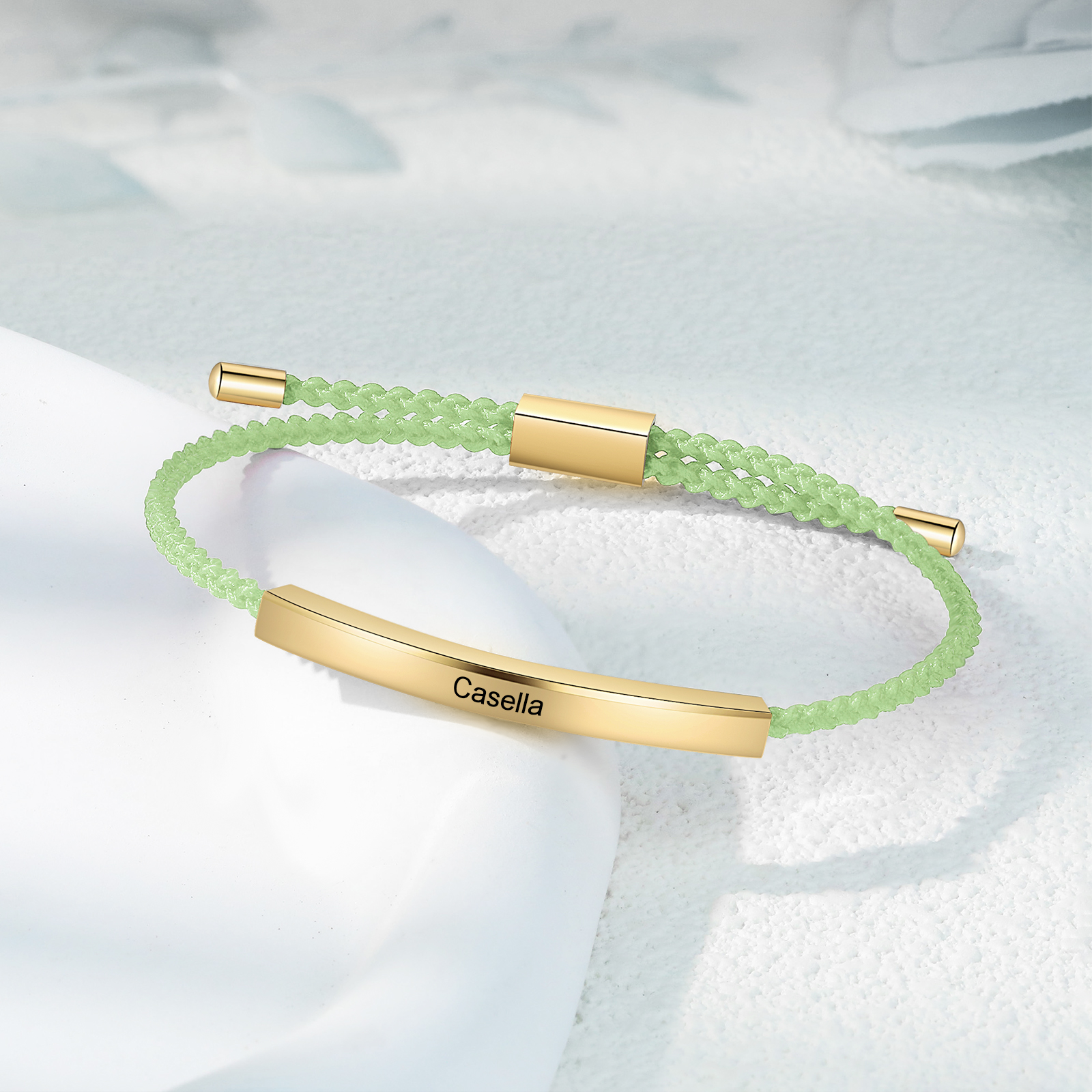 Pulsera de cuerda tejida a mano con nombre y texto personalizados seis colores