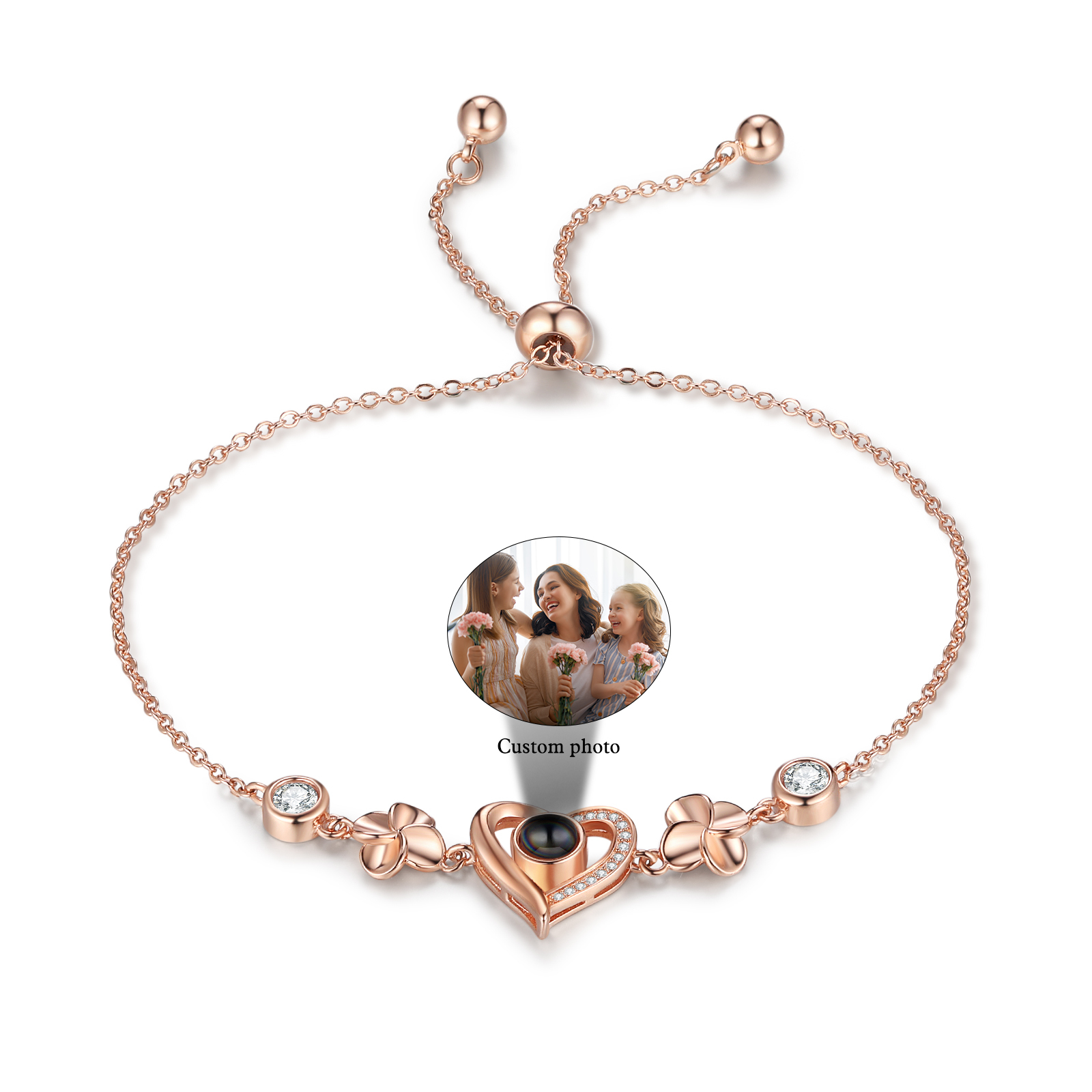 Pulsera de corazón con proyección de foto en color para mujer Brazalete de proyección-Jessemade ES