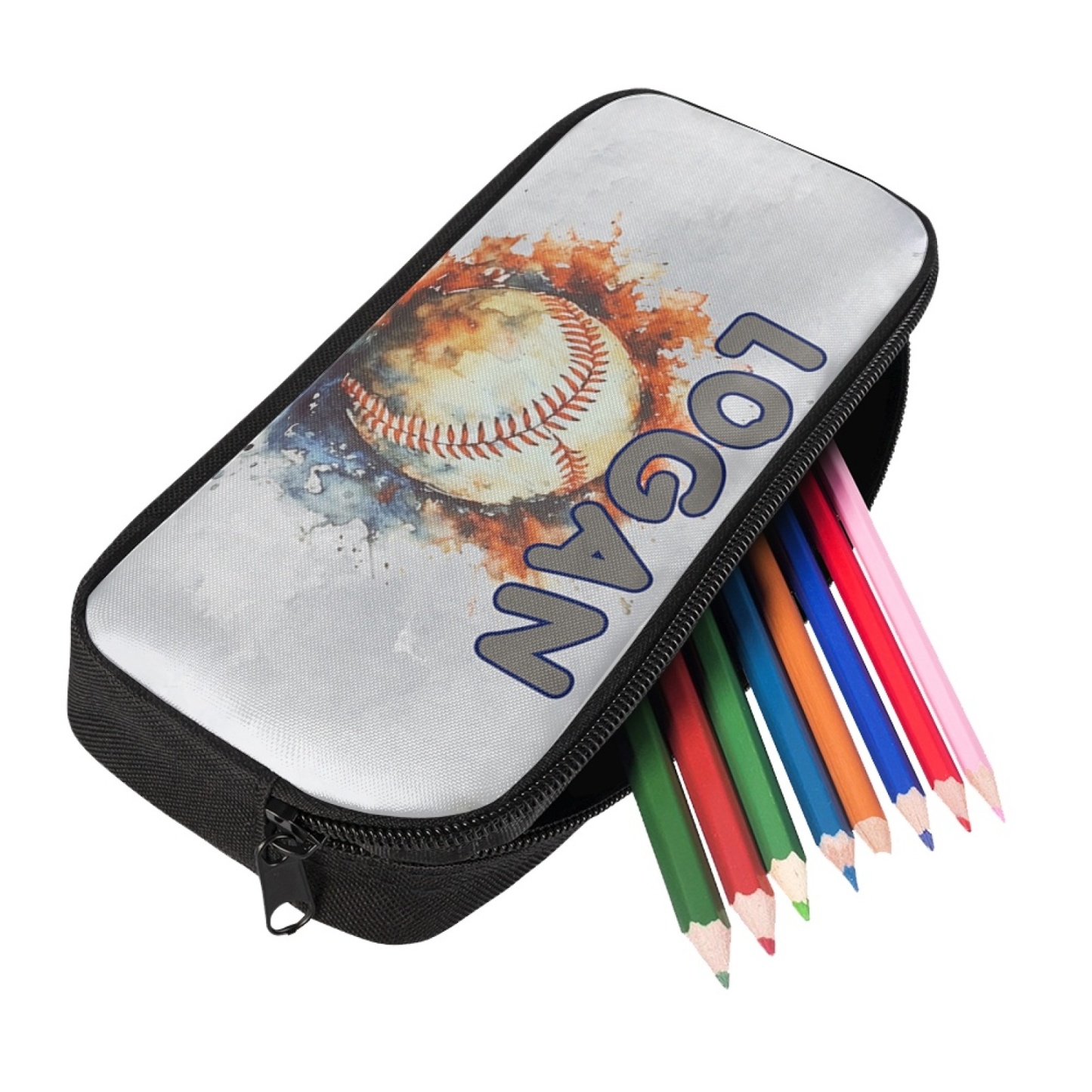 Estuche personalizado con nombre con diseños coloridos de pelota para niños