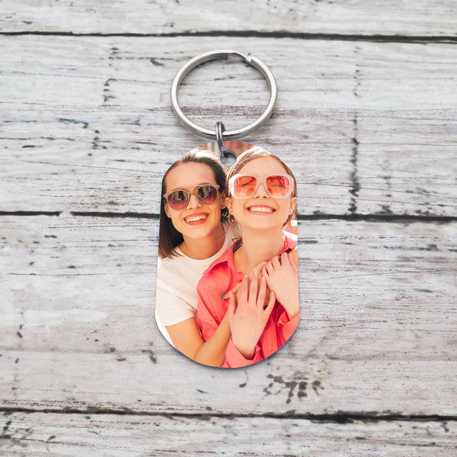 A mi amiga/hermana - Llavero con 2 nombres personalizados con foto-Jessemade ES