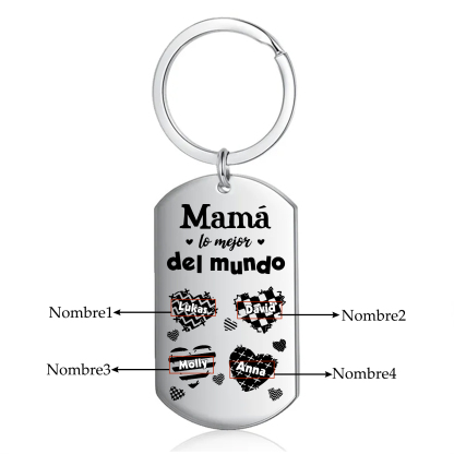 A mi mamá-Llavero 1-6 Nombres Personalizados CORAZONES-Jessemade ES