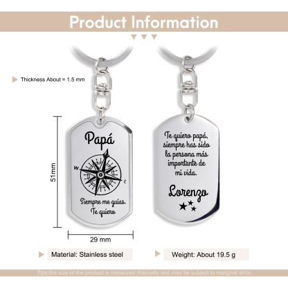 A mi papá-Llavero Personalizado Brújula "Me Guías" 1 Nombre-Jessemade ES