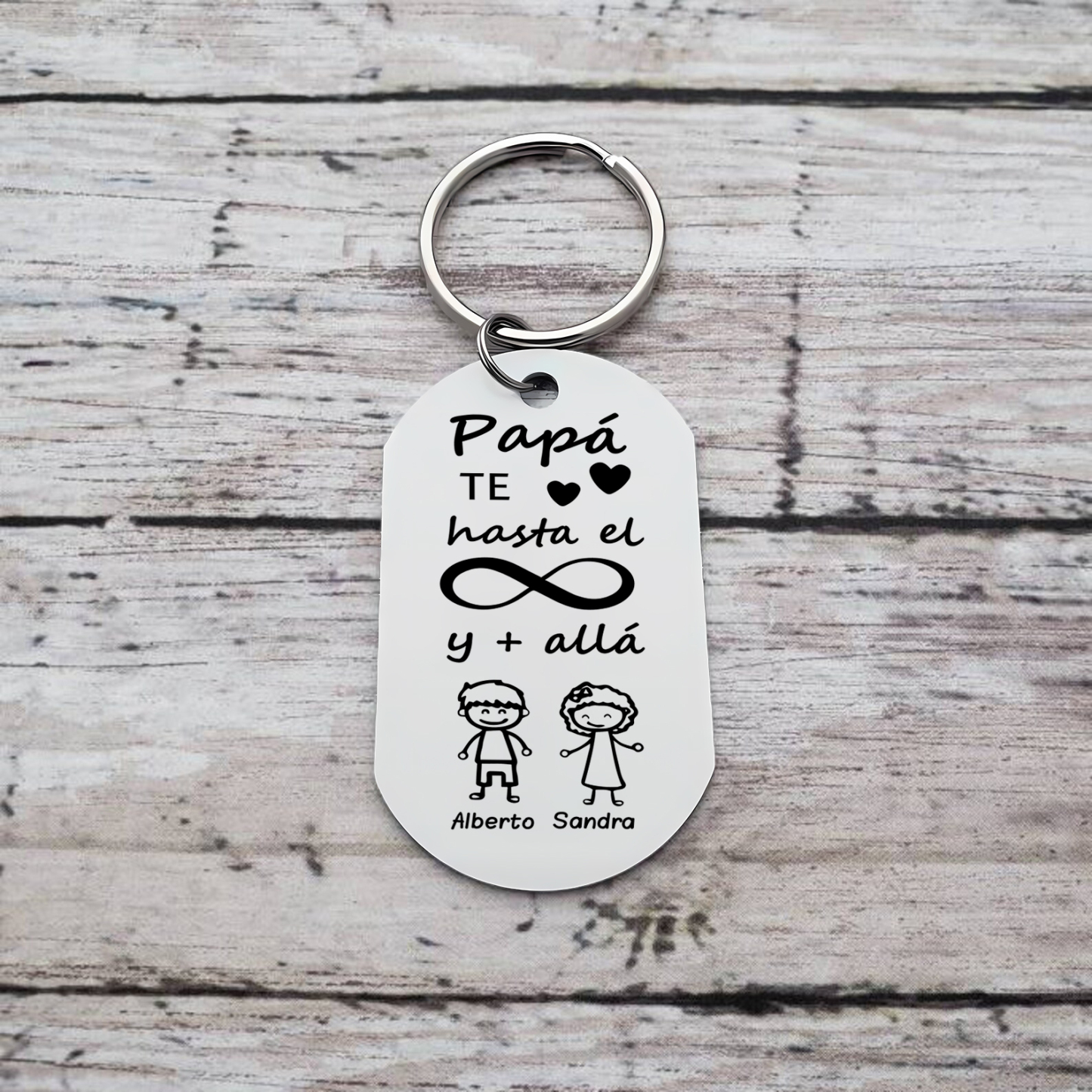 A mi papá-Llavero Personalizado PAPÁ TE AMO HASTA EL INFINITO... 2 Nombres-Jessemade ES