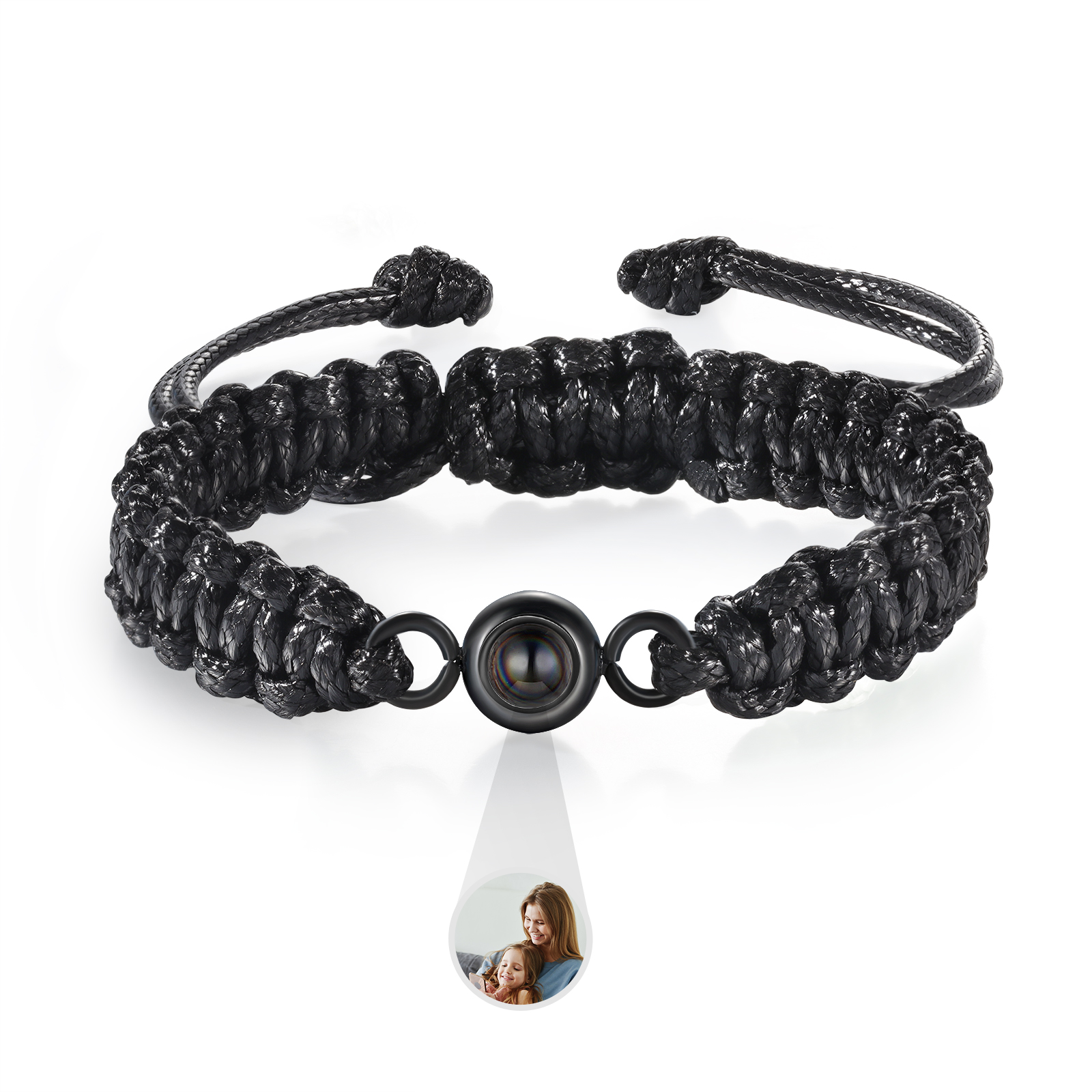 Pulsera de cuerda para familia con 2 fotos personalizadas para padres e hijos-Jessemade ES