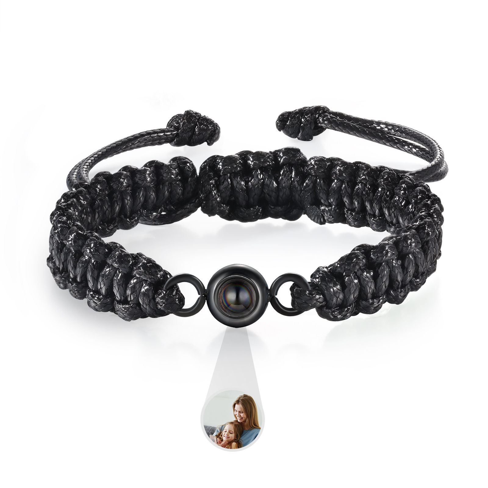 Pulsera de cuerda para familia con 2 fotos personalizadas para padres e hijos-Jessemade ES