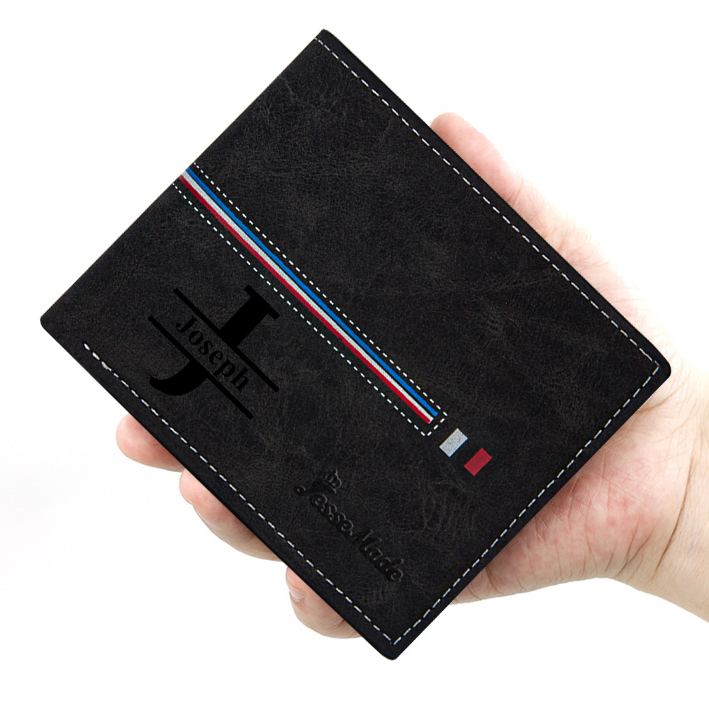 Cartera, billetera personalizada con 1 foto, 1 nombre y 1 letra monedero para hombre-Jessemade ES